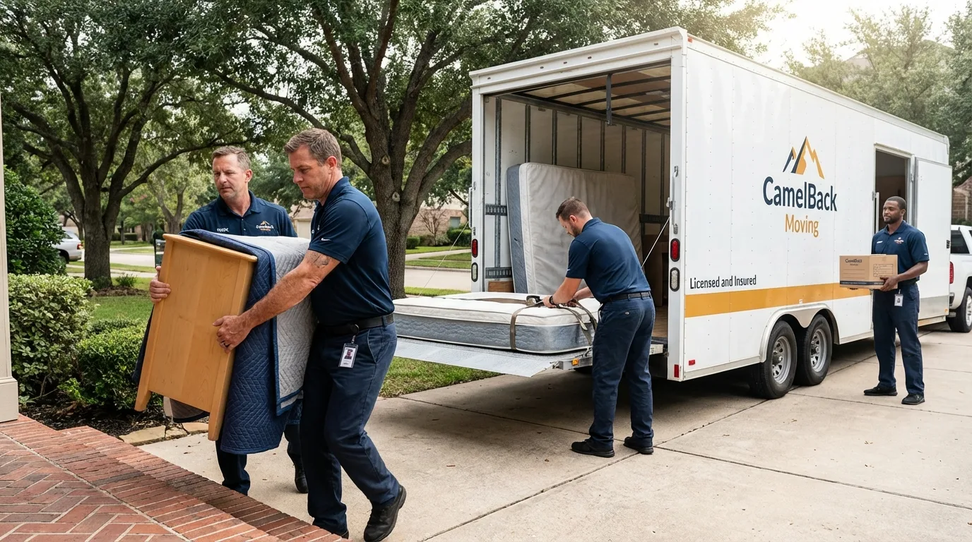 Crew loading residential truck for cross-state move from Nokesville, VA